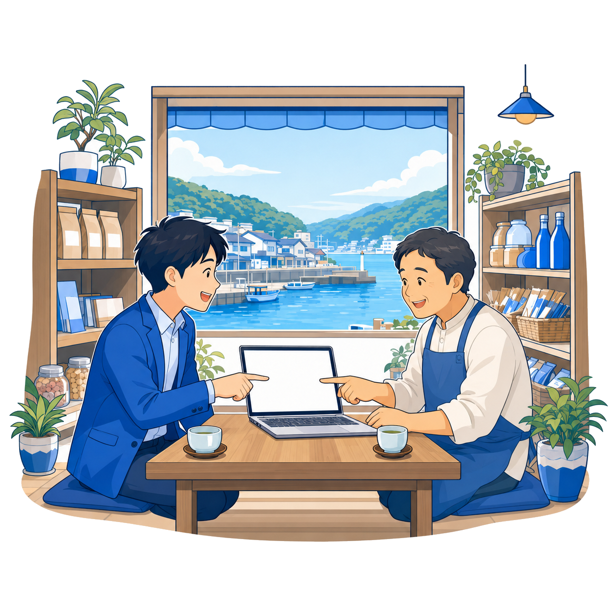敦賀の地元企業を訪問して相談にのる様子